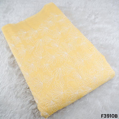 Thread Embroidered Mul Chanderi Fabric- F3910